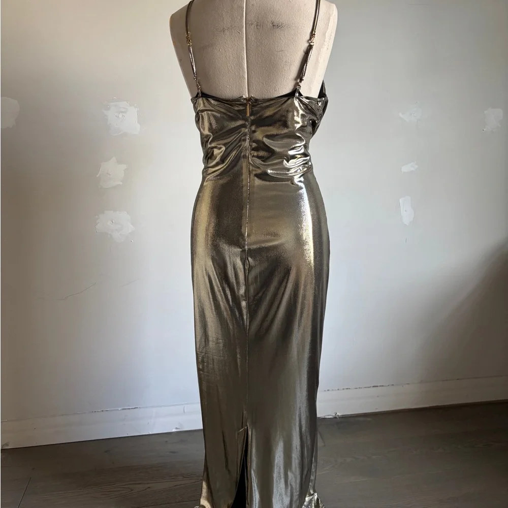 JLUXLABEL Metallic Gold “Visions of You” Midi Dress - Picture 8 of 9